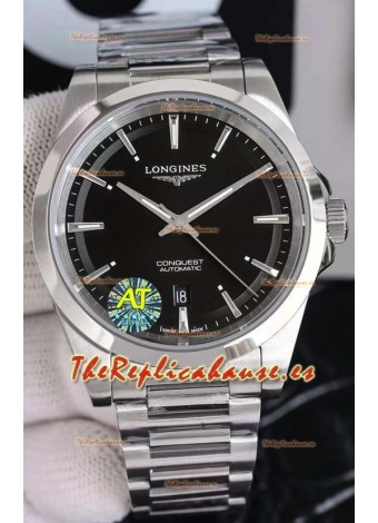 Largoines Conquest Automatic Dial Negro Reloj Automático en Caja Acero