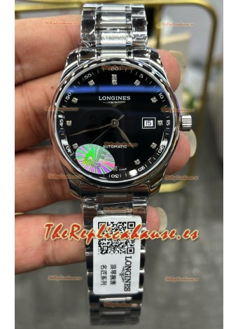 Longines Master Collection Automatic Moonphase Dial Negro Reloj Réplica Suizo Correa Acero