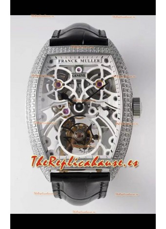 Franck Muller Edición Fast Tourbillon Reloj Réplica Suizo a Espejo 1:1 Caja en Diamantes