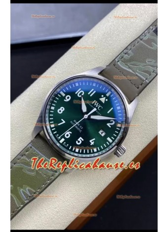 IWC Pilot MARK Series IW328205 Reloj Réplica a Espejo 1:1 Dial Verde Correa de Piel