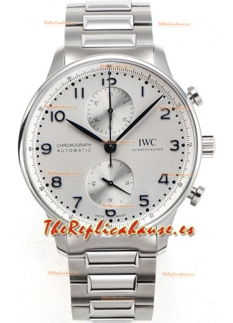 IWC Portuguese Chronograph Reloj Réplica Suizo en Caja de Acero Dial Blanco - Edición Réplica a Espejo 1:1
