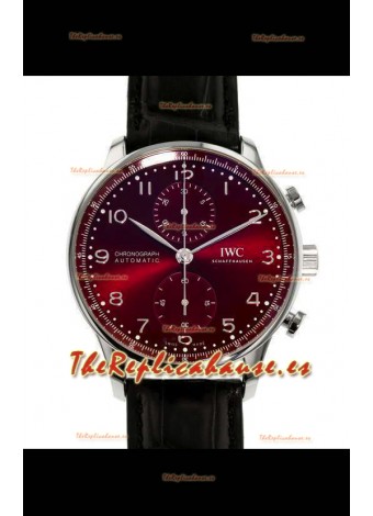 IWC Portuguese Chronograph Reloj Réplica Suizo en Caja de Acero Dial Granate - Edición Réplica a Espejo 1:1