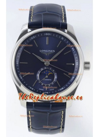 Longines Master Collection Automatic Fase Lunar Dial Azul Reloj Réplica Suizo Correa de Piel