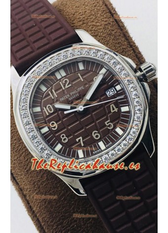 Patek Philippe Aquanaut 5067A Reloj Réplica Suiza Dial Marrón en Acero Inoxidable Bisel Diamantes 35MM