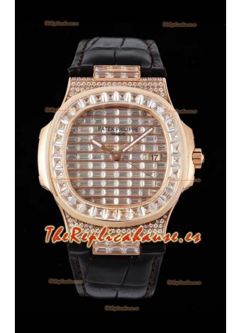 Patek Philippe Nautilus 5711/R Reloj Réplica Suizo a Espejo 1:1 Oro Rosado Caja Diamantes