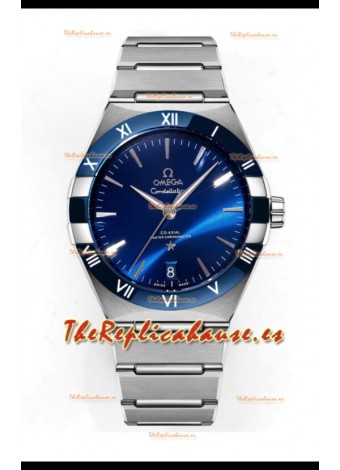 Omega Co-Axial Constellation Inoxidable Blanco Dial Azul Réplica Espejo 1:1 41MM