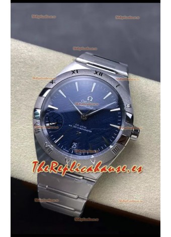 Omega Super Clone Co-Axial Constellation Inoxidable Dial Azul Texturizado Reloj Réplica
