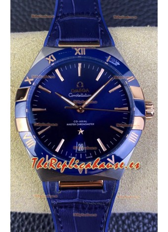 Omega Co-Axial Constellation 41MM Acero 904L - Dial Azul Reloj Réplica Espejo 1:1
