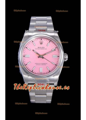 Rolex Oyster Perpetual REF#124300 41MM Movimiento Cal.3230 Réplica Suizo Dial Rosado Acero 904L Reloj Réplica a Espejo 1:1