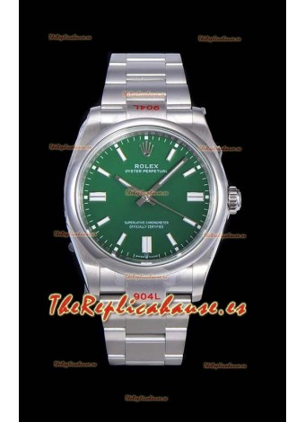 Rolex Oyster Perpetual REF#124300 41MM Movimiento Cal.3230 Réplica Suizo Dial Verde Acero 904L Reloj Réplica a Espejo 1:1