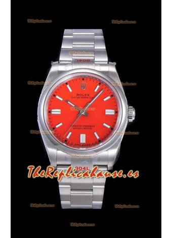 Rolex Oyster Perpetual REF#124300 41MM Movimiento Cal.3230 Réplica Suizo Dial Rojo Acero 904L Reloj Réplica a Espejo 1:1