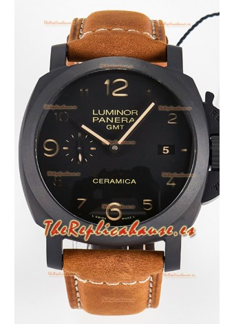 Panerai Super Clone Luminor Marina 42MM PAM441 GMT Caja Cerámica Reloj Réplica Suizo