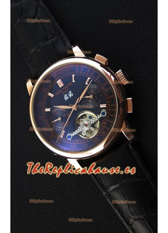 Patek Philippe Japanese Tourbillon Reloj Réplica Caja en Oro Rosado dial Negro