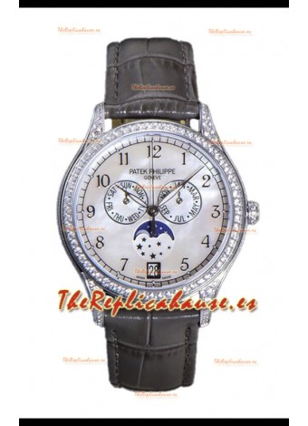 Patek Philippe Complications 4948G Annual Calendar Moonphase Dial Perla Oro Blanco Réplica Suiza 