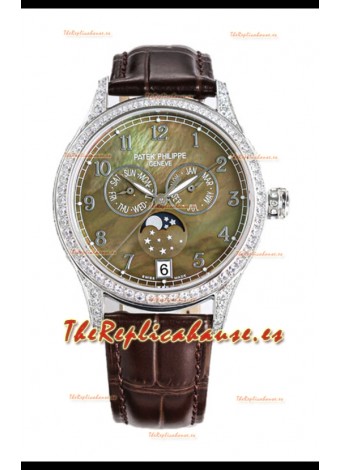 Patek Philippe Complications 4948G Annual Calendar Moonphase Dial Perla Oro Blanco Réplica Suiza 