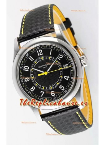 Patek Philippe Calatrava 6007 Dial Negro Manecillas Amarillas Caja Acero 904LReloj Réplica Espejo 1:1