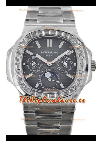 Patek Philippe Nautilus 5740 Perpetual Calendar Acero Inoxidable Dial Gris Reloj Réplica Suiza 