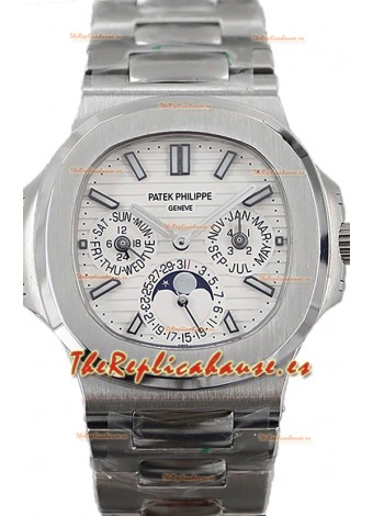 Patek Philippe Nautilus 5740 Perpetual Calendar Acero Inoxidable Dial Blanco Reloj Réplica Suiza