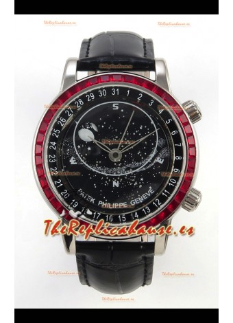 Patek Philippe Grand Complications 6102 Dial Negro Diamantes Rojos Reloj Réplica Suizo