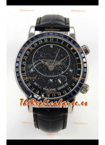Patek Philippe Grand Complications 6102 Dial Negro Diamantes Azules Reloj Réplica Suizo