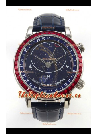 Patek Philippe Grand Complications 6102 Dial Azul Diamantes Rojos Reloj Réplica Suizo