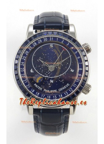 Patek Philippe Grand Complications 6102 Dial Azul Diamantes Azules Reloj Réplica Suizo