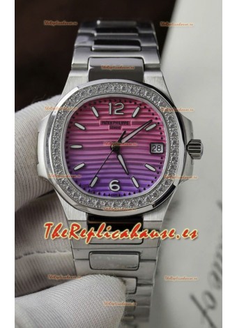 Patek Philippe 7010R Reloj Réplica Cuarto Suizo Gradient Purple y Dial Rosado