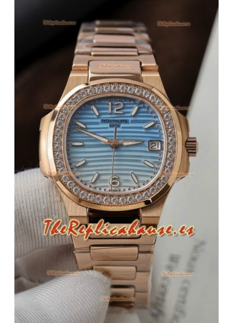 Patek Philippe 7010G Reloj Réplica Cuarto Suizo Gradient Blue y Dial Blanco
