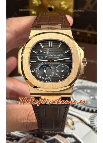 Patek Philippe Nautilus 5712/R 1:1 Quality Reloj Réplica Suizo en Dial Gris Correa Piel