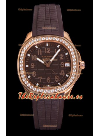 Patek Philippe Super Clone Aquanaut Reloj Dial Marrón Oro Rosado 38.5MM