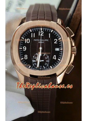 Patek Philippe Aquanaut Super Clone 5968 Cronógrafo Caja Oro Rosado Dial Marrón Watch 