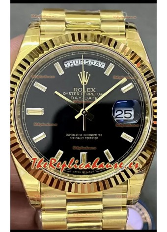 Rolex Day Date Presidential Reloj Oro Amarillo 18K 40MM - Dial Negro Calidad Espejo 1:1