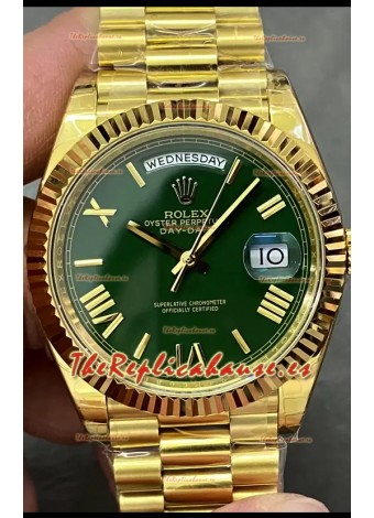 Rolex Day Date Presidential Reloj Oro Amarillo 18K 40MM - Dial Verde Calidad a Espejo 1:1