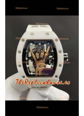 Richard Mille RM66 Flying Genuino Tourbillon Cerámica Blanca Correa Blanca Reloj Réplica Superclone