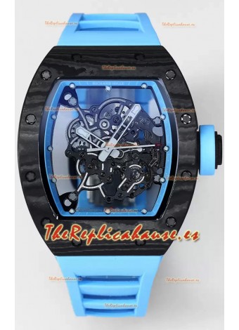 Richard Mille RM055 Caja Carbono Negro Goma Azul Reloj Superclone 1:1 Genuino Tourbillon