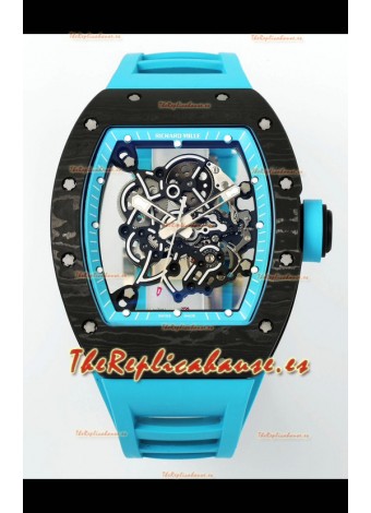 Richard Mille RM055 Caja Carbono Negra Llantas Azules Reloj Superclone 1:1 Genuino Tourbillon