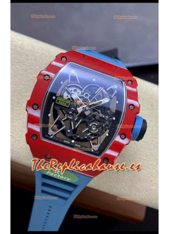 Richard Mille RM35-02 Rafael Nadal Carbono Correa Azul con Genuino Tourbillon Reloj Super Clone
