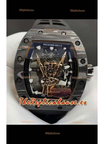 Richard Mille RM66 Flying Reloj Réplica Superclone Genuino Tourbillon Carbono Negro