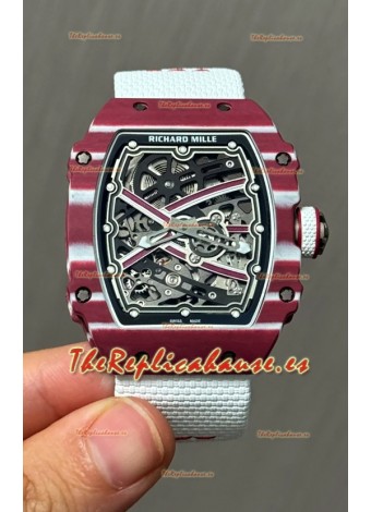 Richard Mille Super Clone RM67-02 Mutaz Barshim Carbono Rojo TPT 27 Gramos Reloj Correa Blanca
