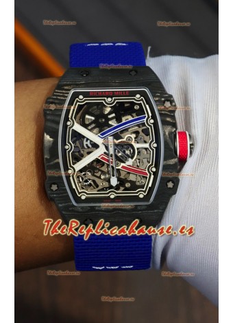 Richard Mille Super Clone RM67-02 Sebastien Ogier Black Carbon TPT 37 Gramos Reloj Correa Azul