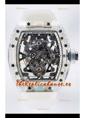 Richard Mille Super Clone 56-01 Caja Zafiro Transparente Reloj con Tourbillon Genuino