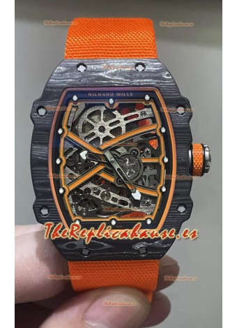 Richard Mille Super Clone RM67-02 Negro Carbon TPT 37 Gramos Reloj Correa Naranja