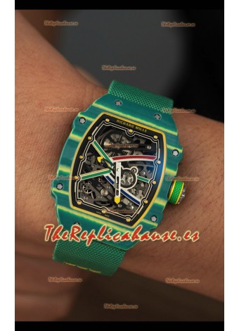 Richard Mille Super Clone RM67-02 Wayde Van Niekerk Verde Carbon TPT 37 Gramos Reloj Correa Verde