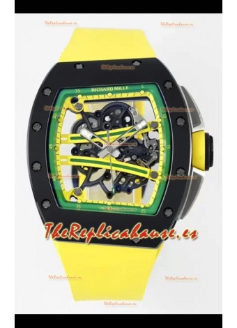 Richard Mille Super Clone RM61-01 Cerámica Negra Correa Amarilla Reloj Réplica Suizo