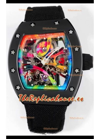 Richard Mille Super Clone RM68-01 Caja Cerámica Negra y Correa Tourbillon Réplica Suiza