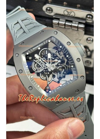Richard Mille Super Clone RM055 Reloj Cerámica/Titanio Caja Gris con Genuino Tourbillon