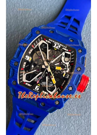 Richard Mille RM35-03 Edición Rafael Nadal Caja Fibra de Carbono Azul Reloj Réplica Espejo 1:1 Correa Azul