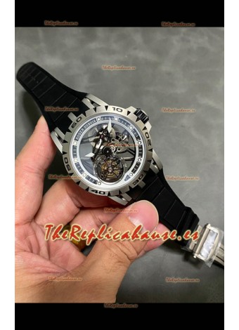 Roger Dubuis Super Clone Excalibur Spider Flying Tourbillon Skeleton Caja Titanio 45MM