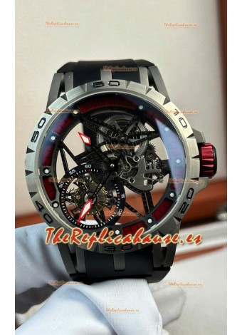 Roger Dubuis Super Clone Excalibur Spider Flying Tourbillon Skeleton Caja Titanio 45MM
