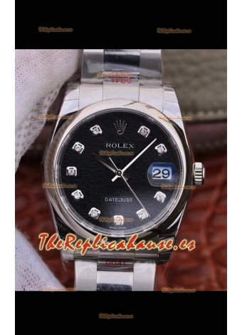 Rolex Datejust 36MM Movimiento Cal.3135 Reloj Réplica Suizo en Caja de Acero 904L - Dial Negro tipo Computadora